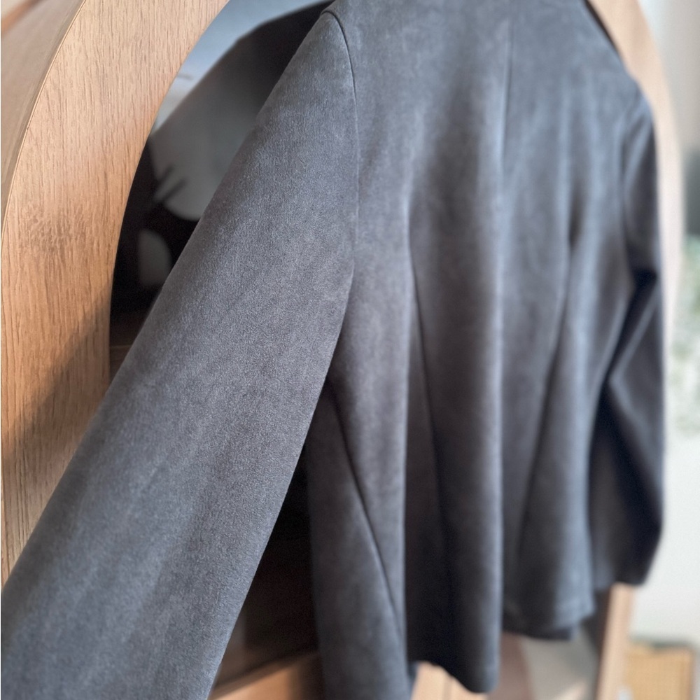 Gray Faux Suede Military Button Jacket Women’s Medium Academia Blazer - Picture 8 of 10